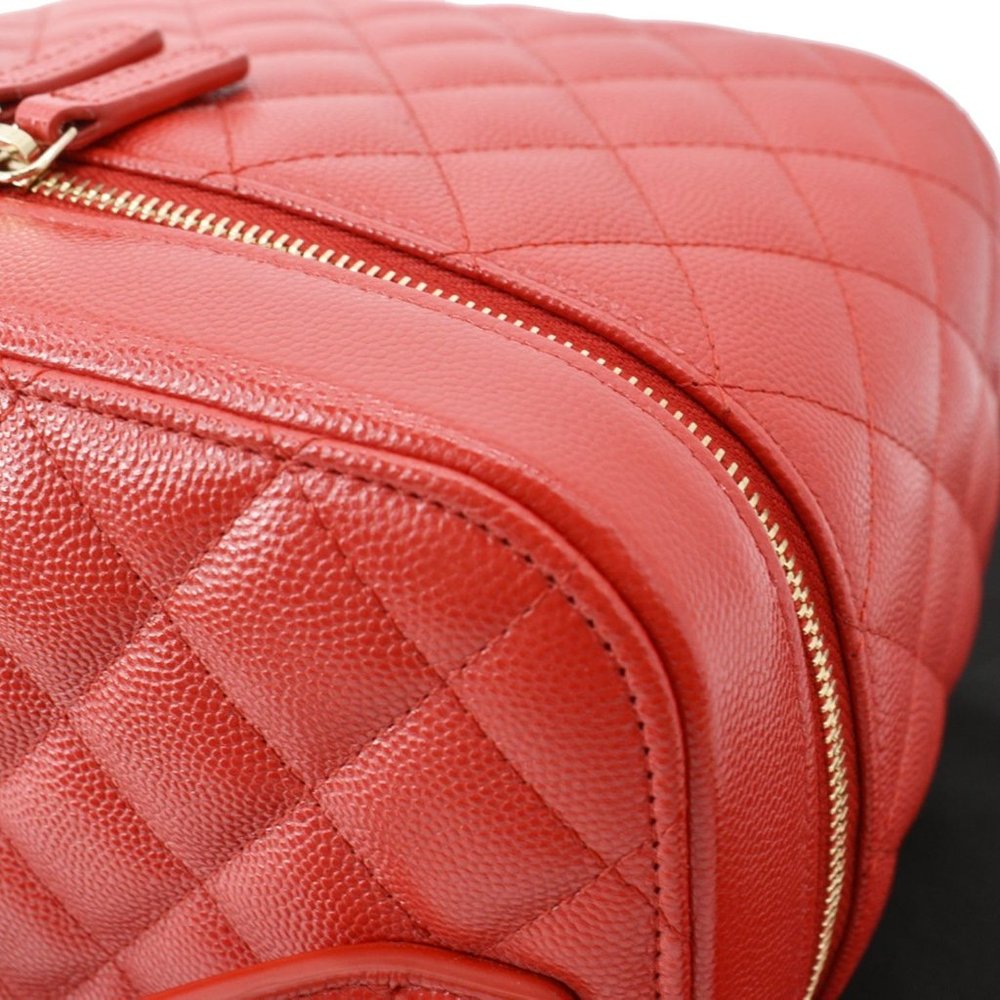 CHANEL  Vanity Caviar Leather Cosmetic Satchel Bag Red - Picture 5 of 11